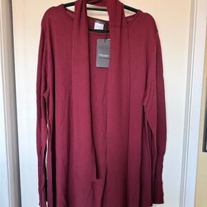 marina rinaldi burgandy long sleeve dress with sash